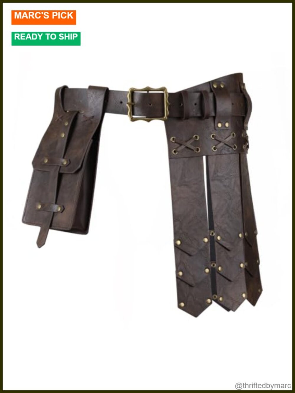 Medieval Faux Leather Belt Knight Armor with Pouch Renaissance Cosplay